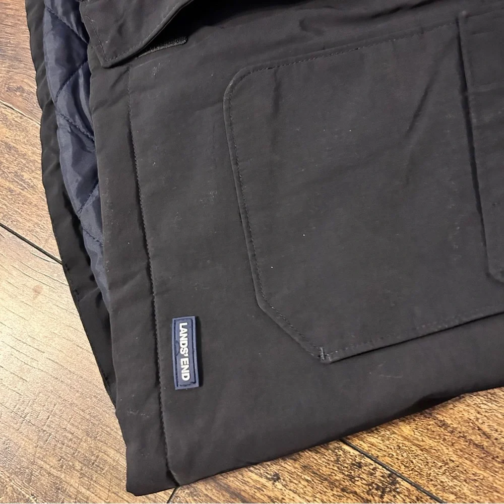 LANDS END NAVY‎ MEDIUM 10-12 ALL WEATHER COAT JACKET GROW-A-LONGS
